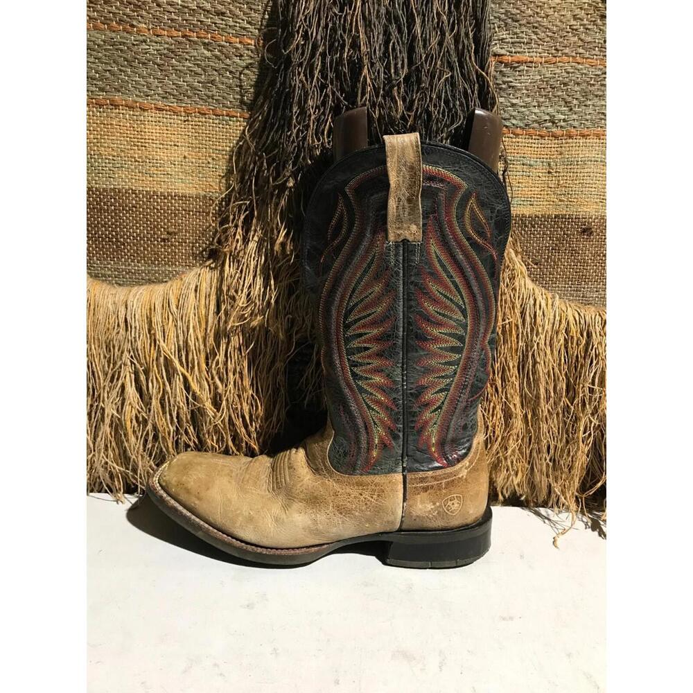 ARIAT Embroidered Brown/Black Leather Western Cowboy Boots US Men Size 10.5EE
